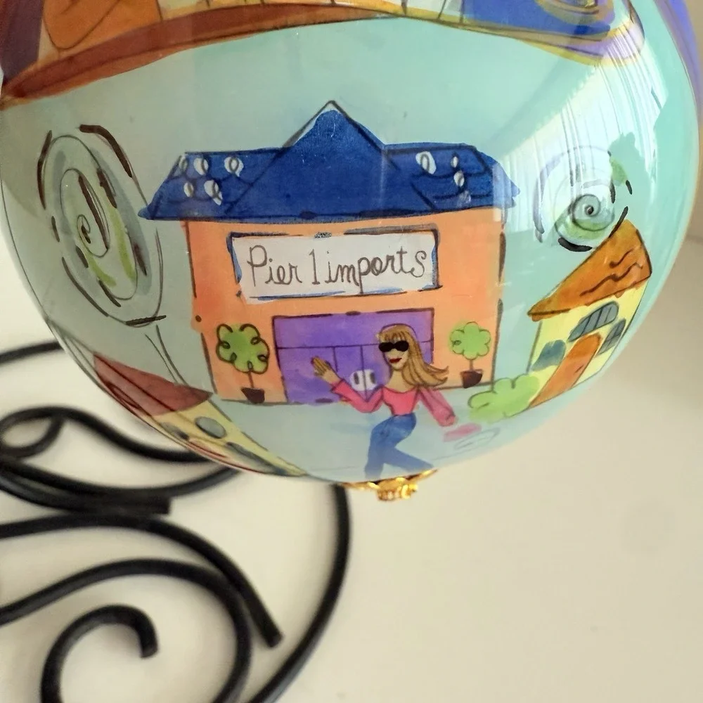Pier 1 Imports 50 Years Christmas Glass Ornament 2012 Li Bien Hand Painted